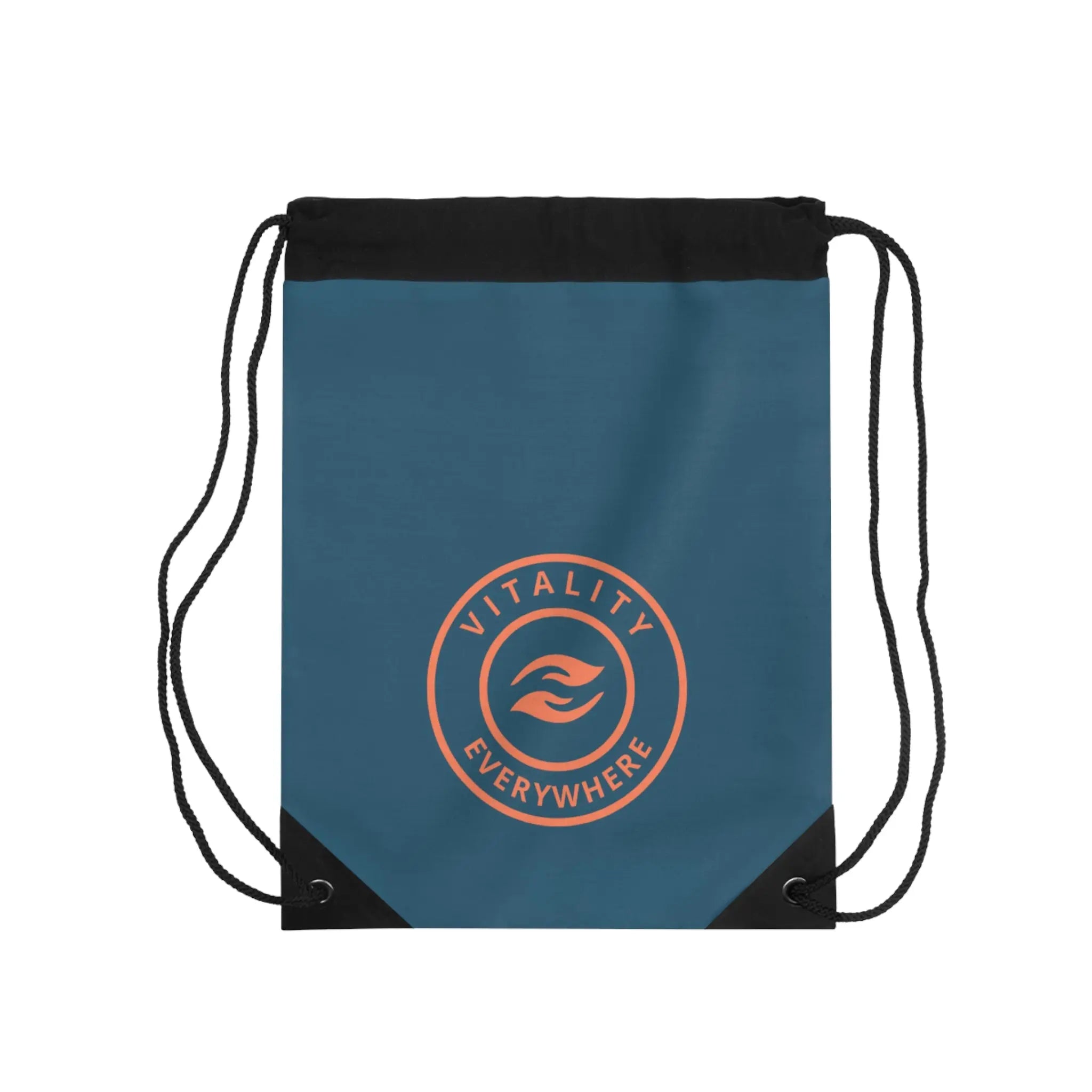 Vitality Everywhere Drawstring Bag — Motivational Gym Sack with Circular Logo Printify
