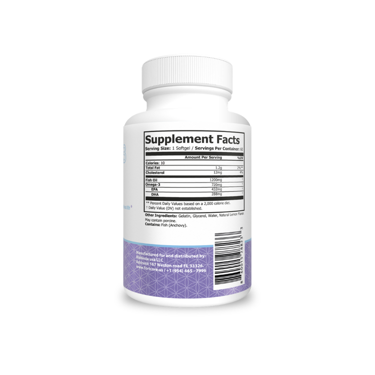 Omega-3 EPA 180mg + DHA 120mg FORTCORE.US