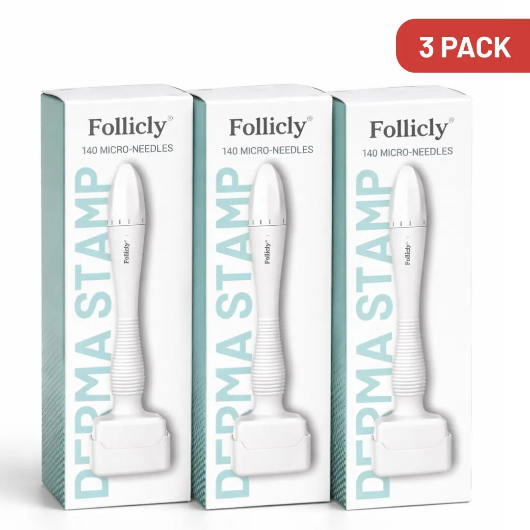 Follicly™ Derma Stamp 3-Pack - 140 Adjustable Titanium Microneedles (Value Bundle) Follicly