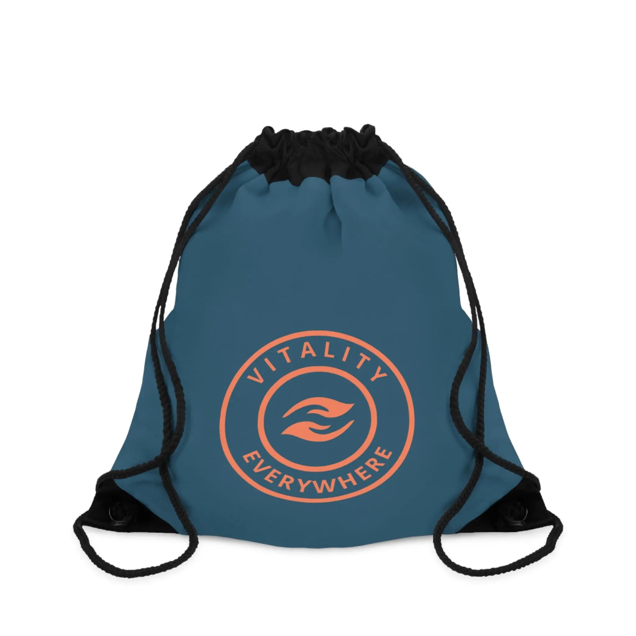 Vitality Everywhere Drawstring Bag — Motivational Gym Sack with Circular Logo Printify