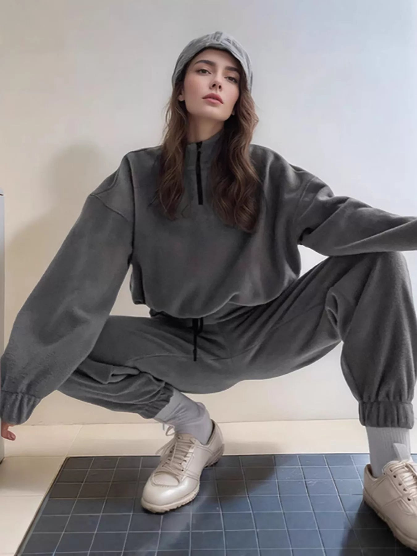 Quarter Zip Sweatshirt and Pants Set