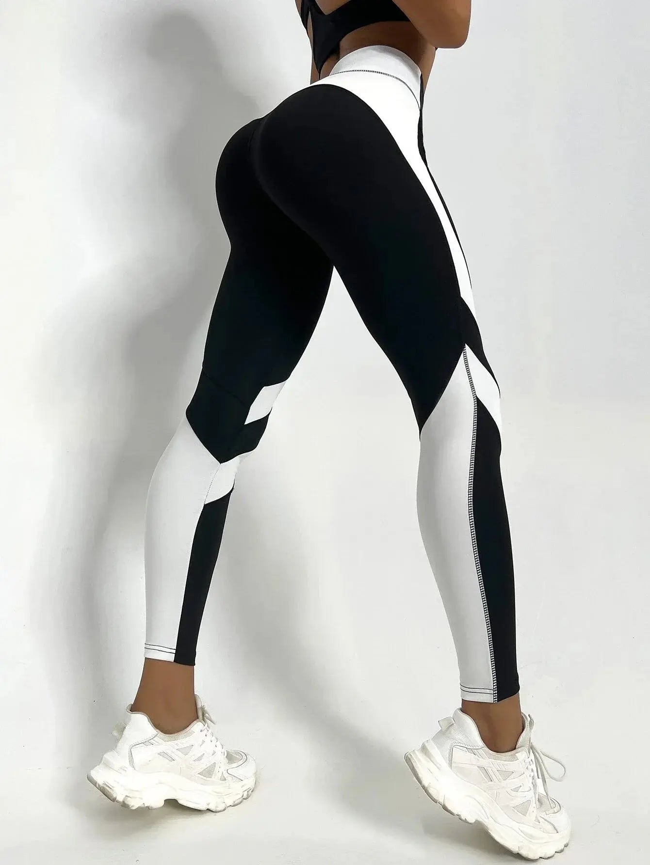 Two Tone Yoga Leggings Tummy Control Sports Tights THRIXINE