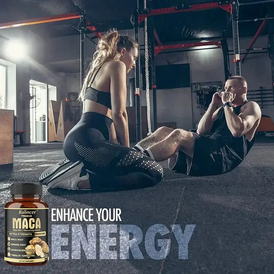 Maca Root Capsules - Natural Energy Supplement, Supports Athletic Performance and Motivation, Builds Muscle and Strengthens Roksy