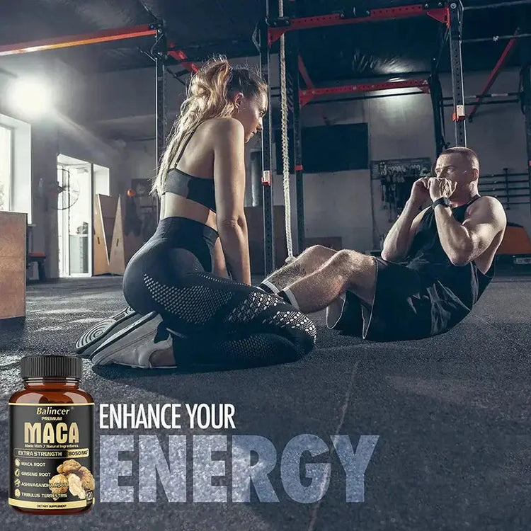 Maca Root Capsules - Natural Energy Supplement, Supports Athletic Performance and Motivation, Builds Muscle and Strengthens Roksy