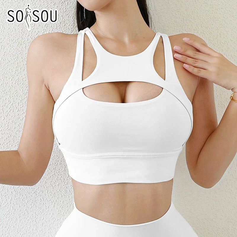 Nylon Elastic Sexy Sports Bra for Women Yoga Top THRIXINE