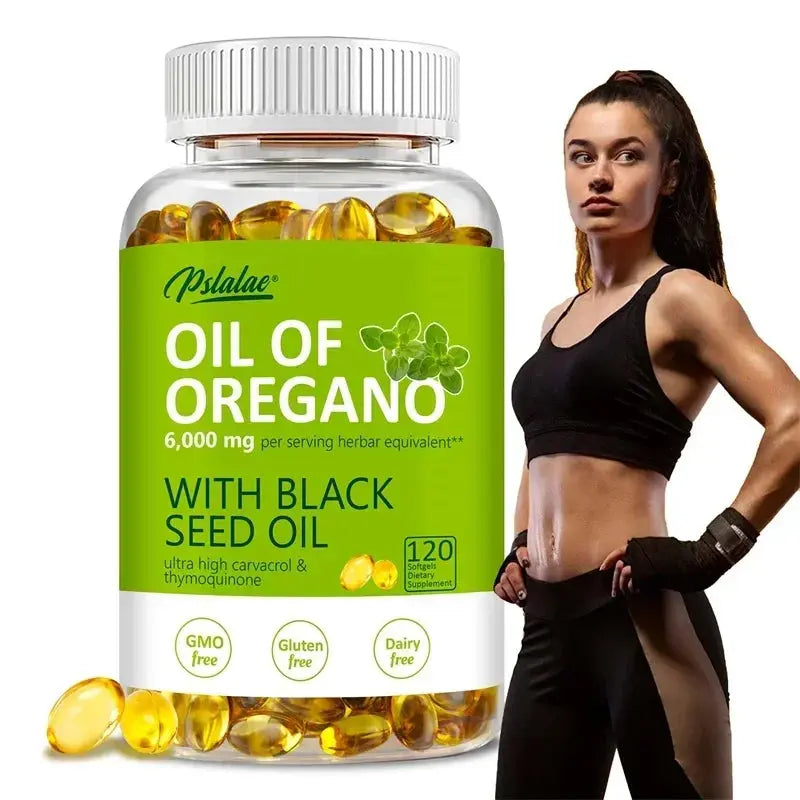 Oregano Oil Softgels - with Oregano & Black Seed Oil, for Digestion, Relieves Bloating, Boosts Immune, Antioxidant - 120pcs Roksy