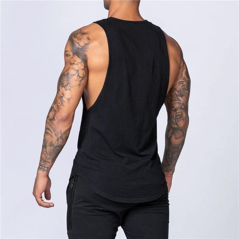 Men's Gym Clothing Summer Fitness Cotton Tank Top Men Jogging Bodybuilding Sleeveless Shirt Breathable O-Neck Casual Muscle Vest MANDOTOS