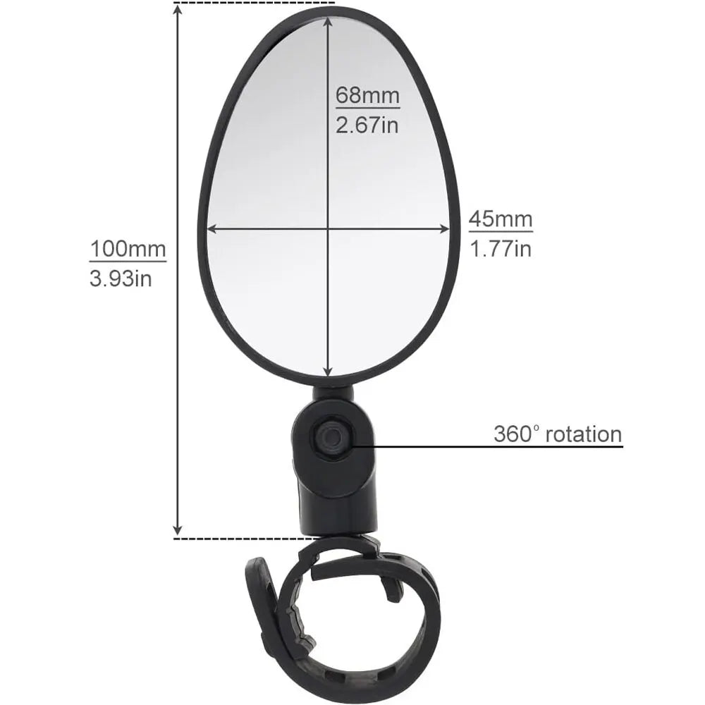 1pcs Bike Rearview Mirror 360° Adjustable Rotatable Handlebar Convex Mirror Safe Wide Angle For Bicycle Cycling Outdoor Sports Pi-Mart