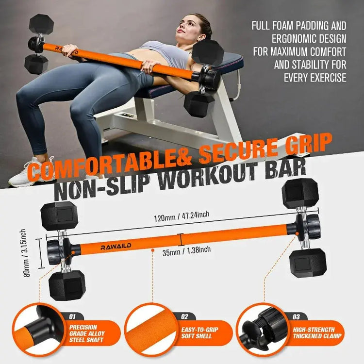 Dumbbell to Barbell Converter Weightlifting Bar THRIXINE