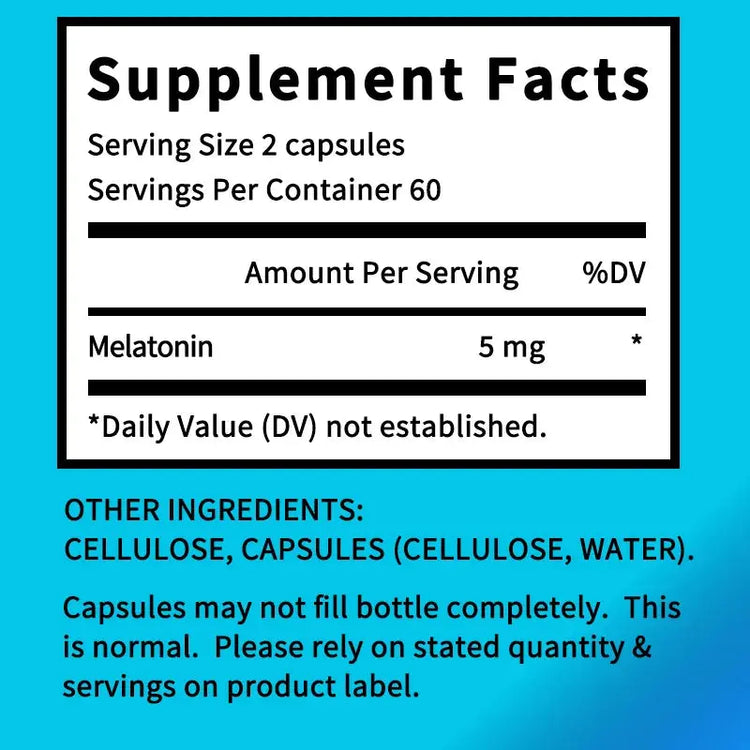 Melatonin Supplement Capsules 5 Mg - Natural Sleep Support, Relaxation and Calmness, Promotes Sleep Quality Roksy