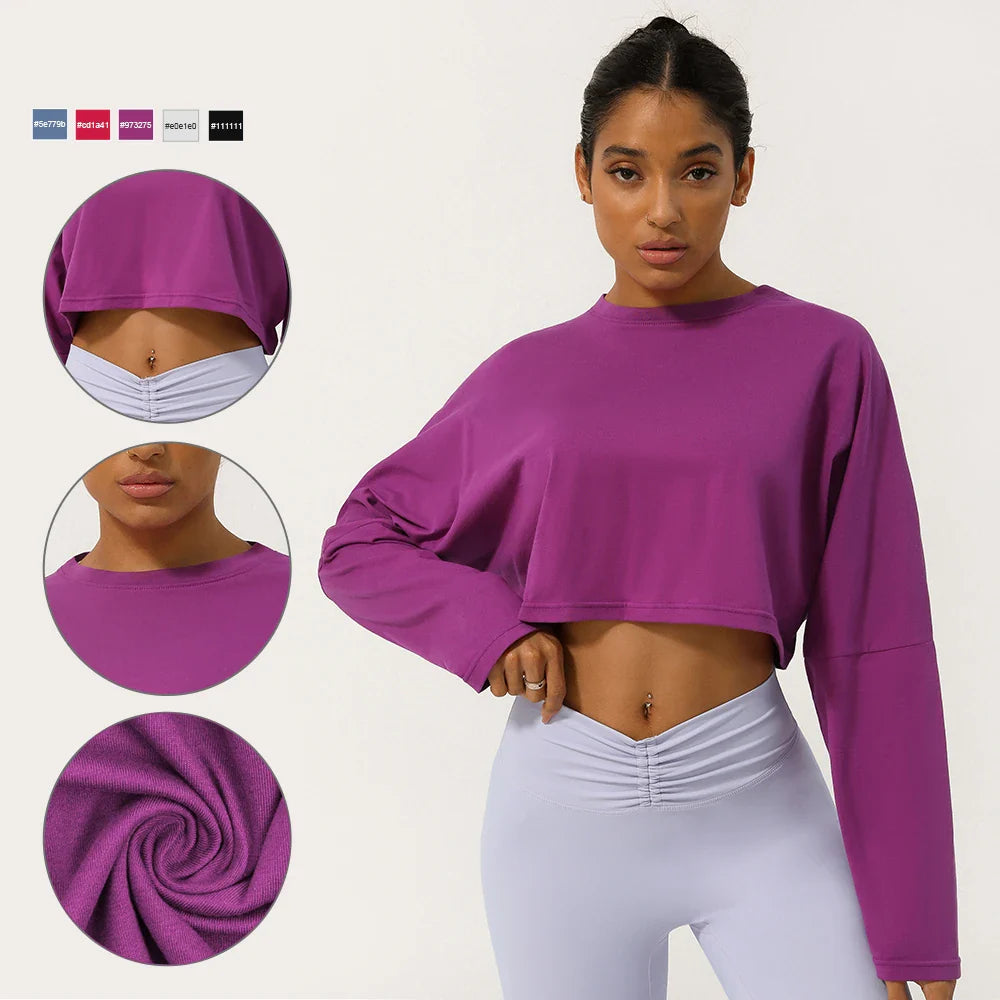 Women's Long Sleeve Fitness Crop Top THRIXINE