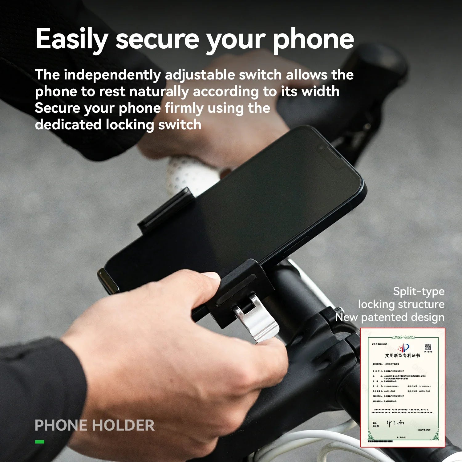 Aluminum Anti-Shake Cell Bike Phone Holder, Motorcycle Phone Mount for 2.56–3.74" ROCKBROS-US