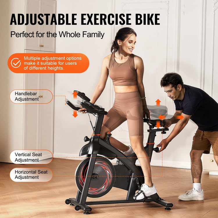 Exercise Bike, Adjustable Magnetic Resistance Stationary Bike, Indoor Cycling Bike for Home Cardio, Workout Bike with Silent Belt Drive, Comfortable Seat Cushion, LCD Monitor, and Heavy Flywheel Berry Charmz