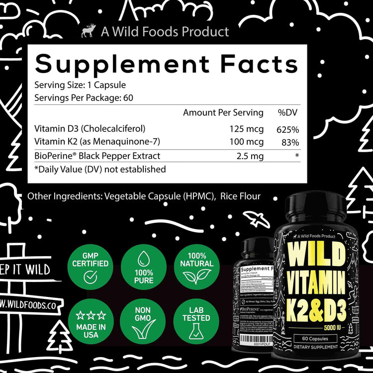 Power Bundle: Magnesium + Vitamin K2 & D3 with Pepper Extract Wild Foods