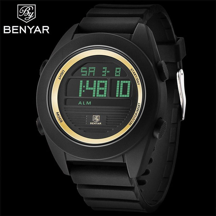 Digital Sport Men Watch Waterproof LED Wrist Watch Modern Round Black Design For Mens Stevvex