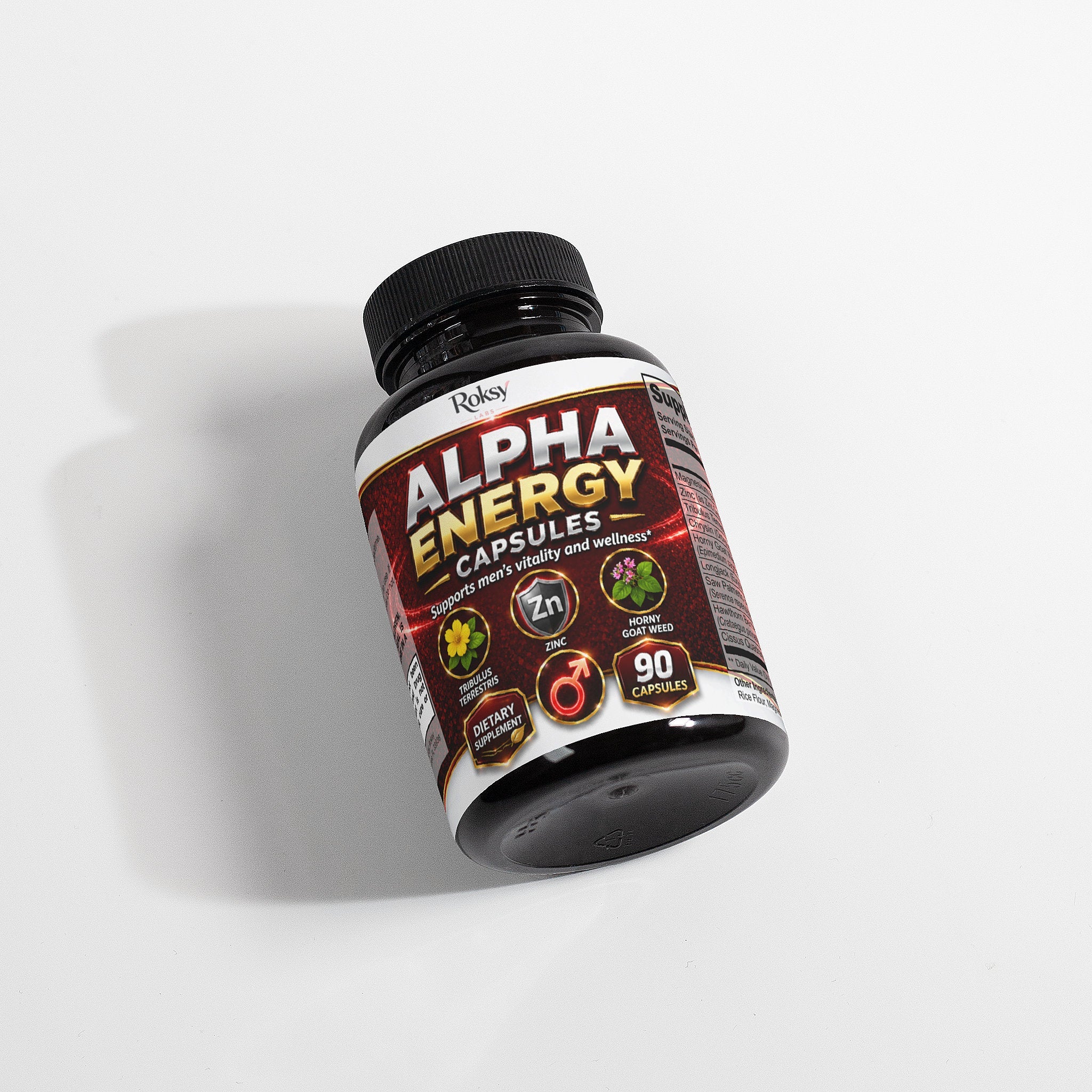 Alpha Energy 90 Caps with Horny Goat Magnesium Saw Palmetto Roksy