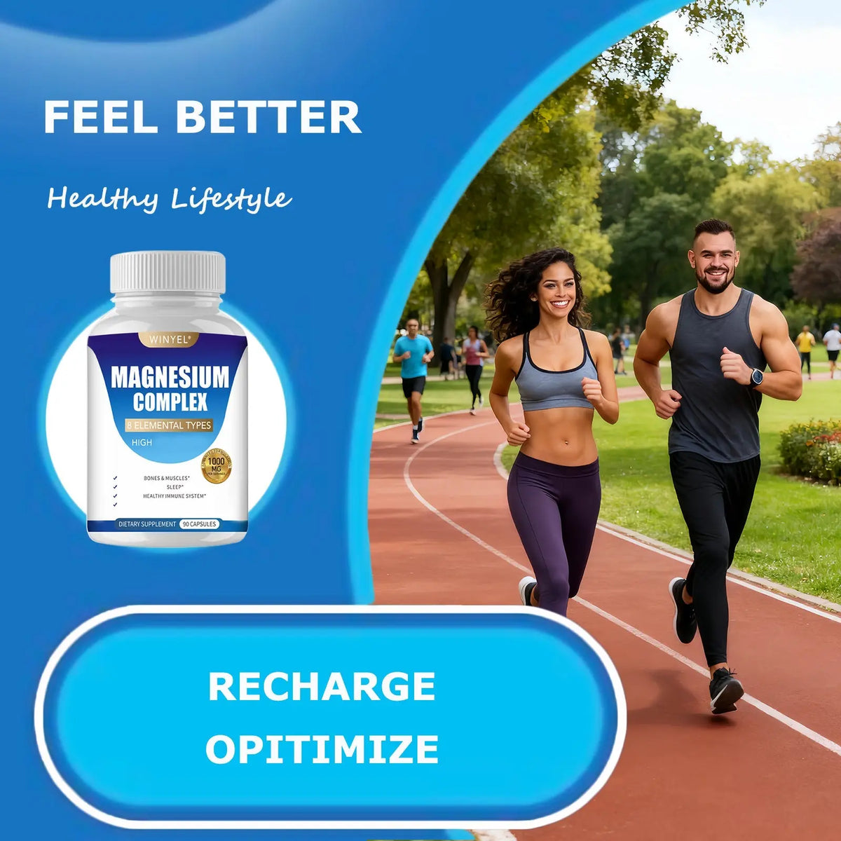 MAGNESIUM COMPLEX Wellness Capsules With Malate & Glycinate And 8 ELEMENTAL MAGNESIUM, Supports Health 90 Capsules, Dietary Supplement. Roksy