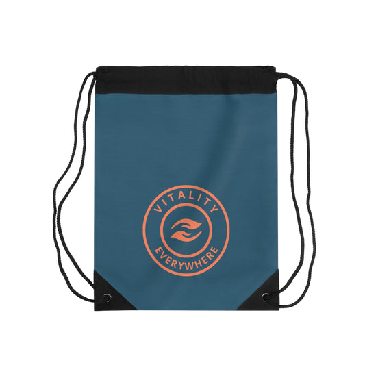 Vitality Everywhere Drawstring Bag — Motivational Gym Sack with Circular Logo