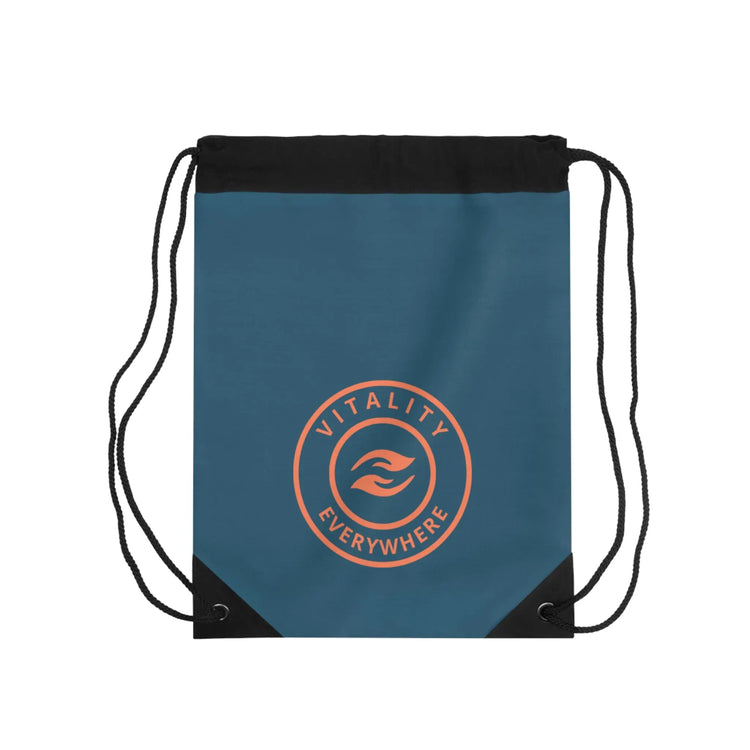 Vitality Everywhere Drawstring Bag — Motivational Gym Sack with Circular Logo Printify