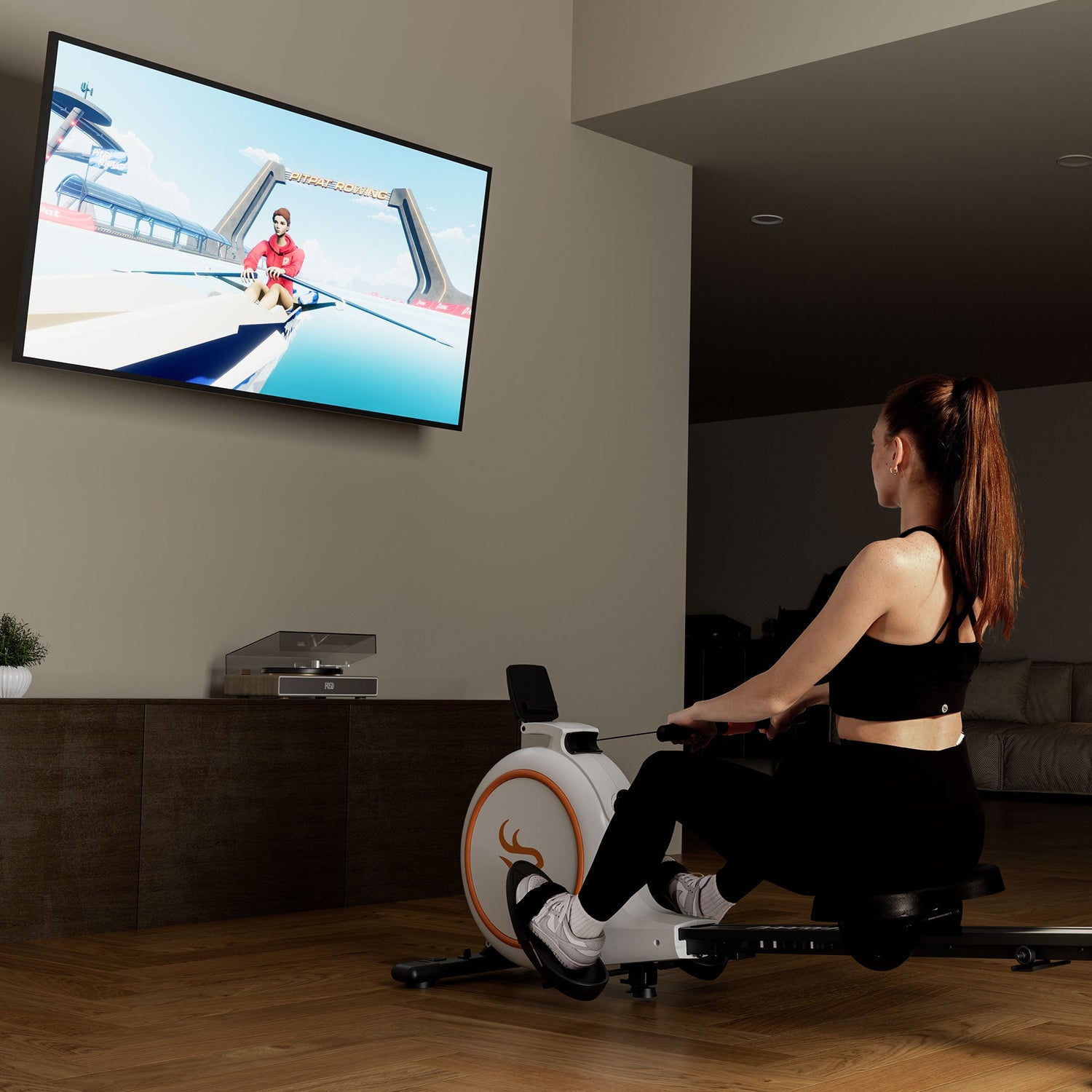 DeerRun RW600 Adjustable 32-Level Magnetic Resistance Long Slide Rail Smart Rowing Machine with PitPat App DeerRun®