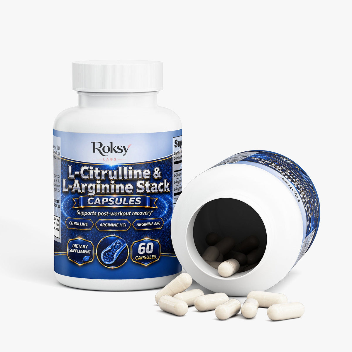 L-Citrulline & L-Arginine Stack 60 caps for workout Roksy
