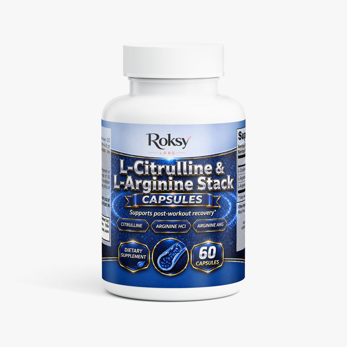 L-Citrulline & L-Arginine Stack 60 caps for workout Roksy