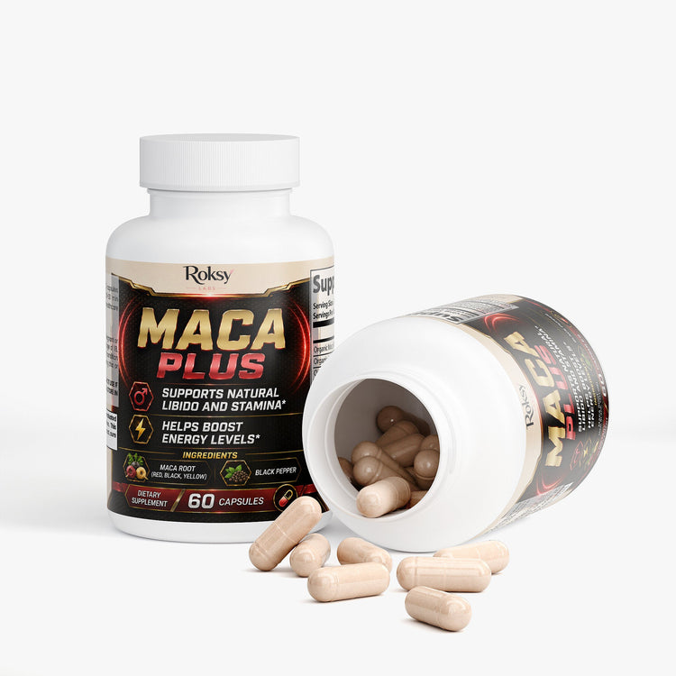 Maca Plus 60 Caps - Libido, Fertility, Stamina, Energy Boost Roksy