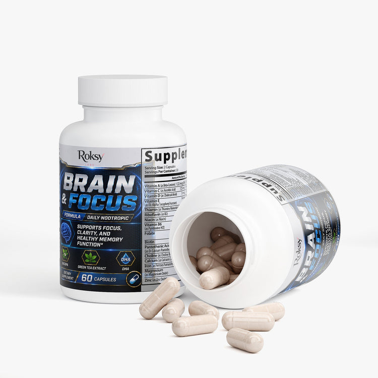 Brain & Focus Nootropic Supplement for Clarity 60ct– Support for Memory & Energy Roksy
