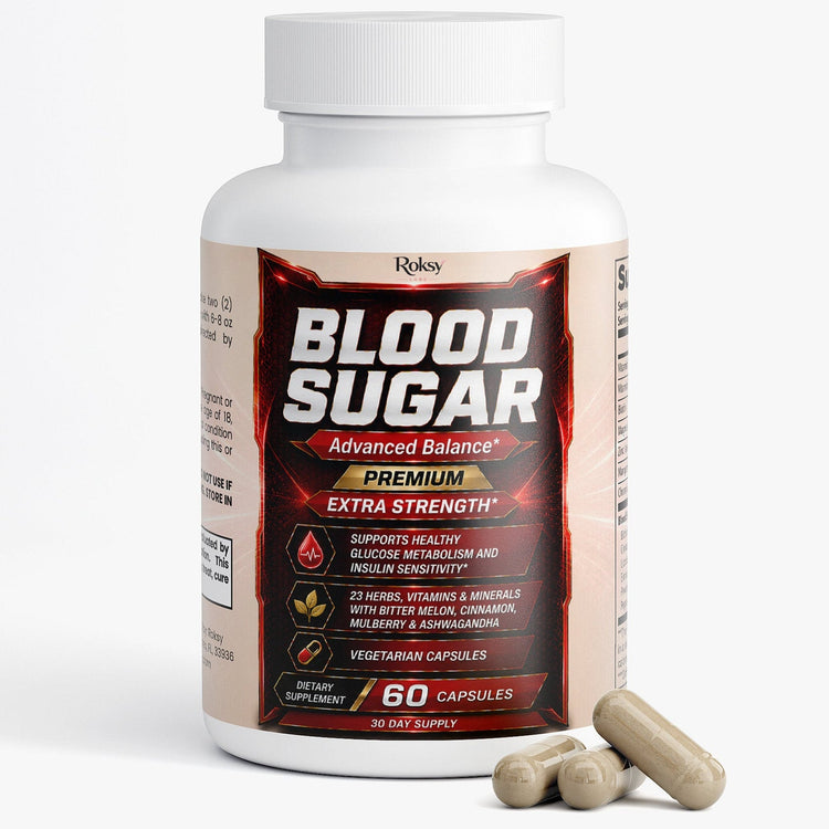 Blood Sugar by Roksy , Healthy Blood Sugar Support, Glucose Metabolism, 60 Caps Roksy