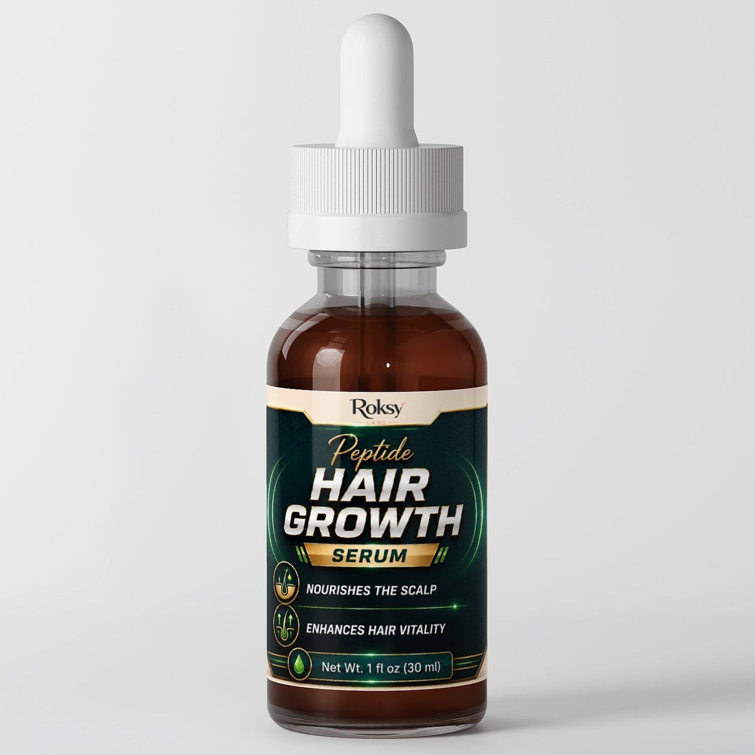 Peptide Hair Growth Serum 2 Pack | 5 Bioactive Peptides Rosemary Saw Palmetto Arginine | Hair Growth Scalp Nourishment and Hair Vitality | 30ml Each Roksy