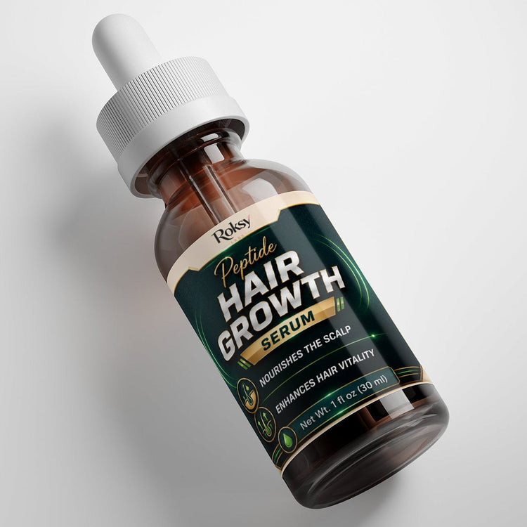 Peptide Hair Growth Serum 2 Pack | 5 Bioactive Peptides Rosemary Saw Palmetto Arginine | Hair Growth Scalp Nourishment and Hair Vitality | 30ml Each Roksy