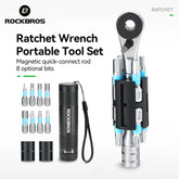 S2 Alloy 1/4" Drive Ratchet Handle 72-Tooth Compact Bike Repair Kit with 8 Bits ROCKBROS-US