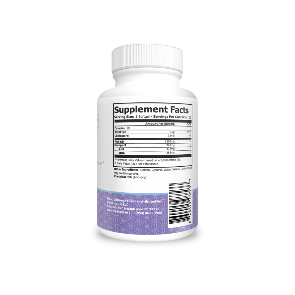 Omega-3 EPA 180mg + DHA 120mg FORTCORE.US