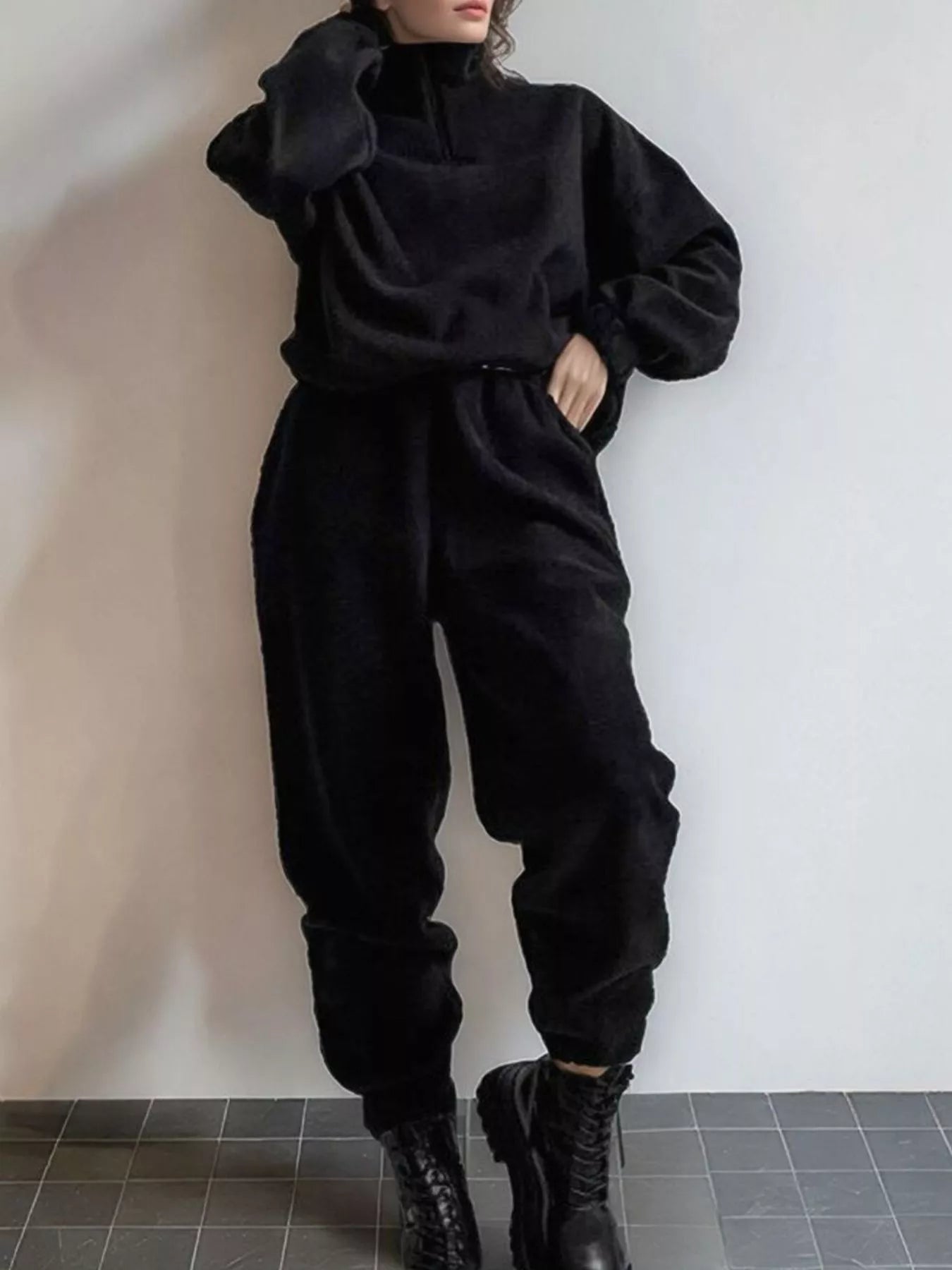 Quarter Zip Sweatshirt and Pants Set
