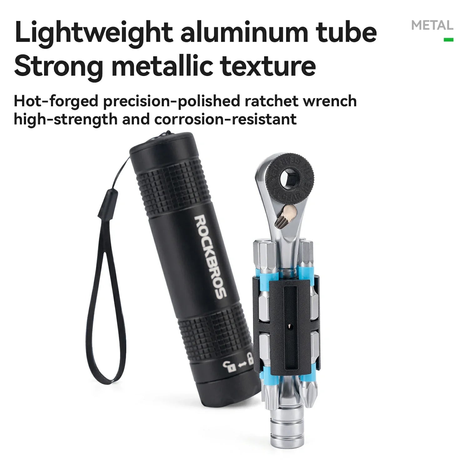 S2 Alloy 1/4" Drive Ratchet Handle 72-Tooth Compact Bike Repair Kit with 8 Bits ROCKBROS-US