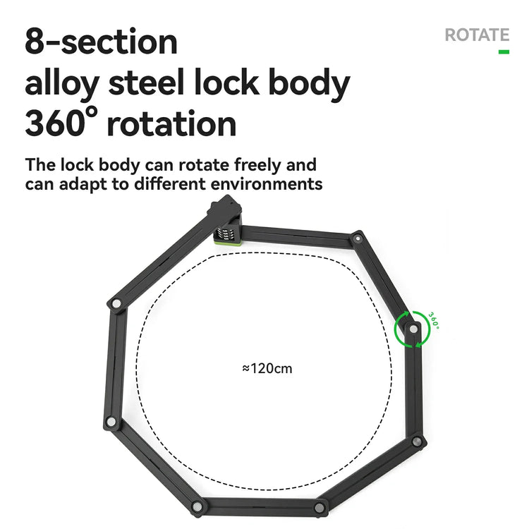 8-Section Folding Combination Bike Lock ROCKBROS-US