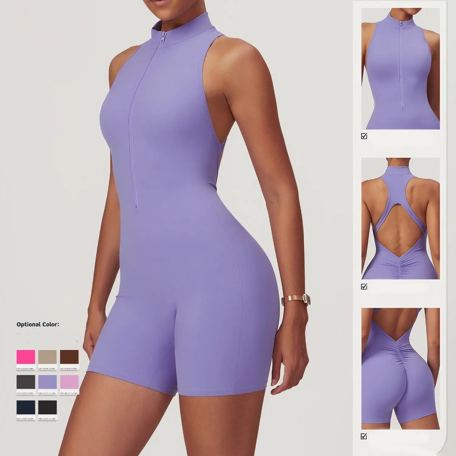 Women’s Zipper Backless Yoga Jumpsuit Social Buzz eSIMs