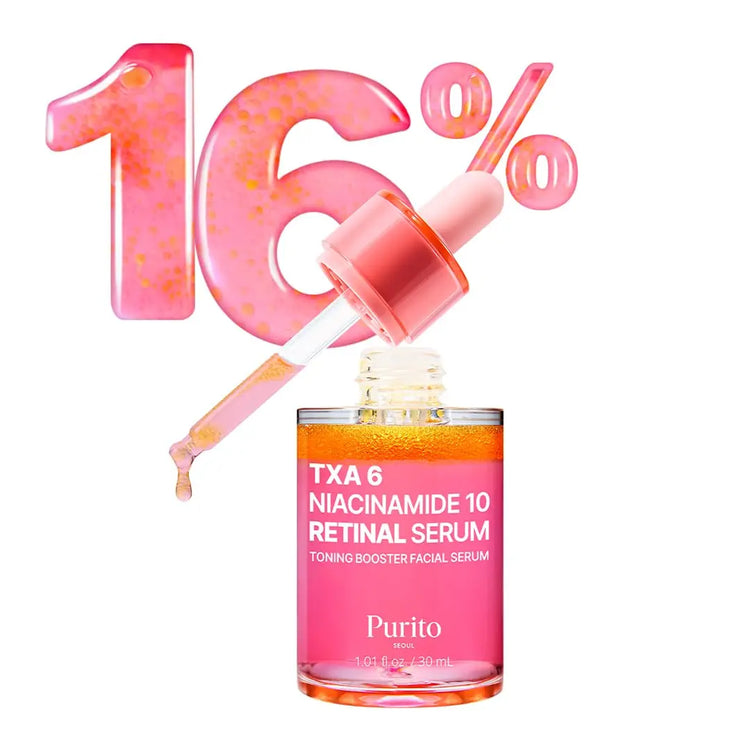 PURITO TXA 6% + Niacinamide 10% + Retinal Facial Serum | for Dark Spots, Hyperpigmentation, Uneven Tone | High-Level Tranexamic Acid 6% | Korean skincare, 30mL 1.01 fl.oz 7DAY&