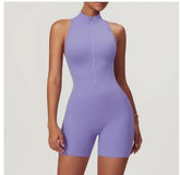 Fitness Yoga Jumpsuit With Zipper Summer Backless Shorts Jumpsuit Bodysuit For Women Clothing Vain Products