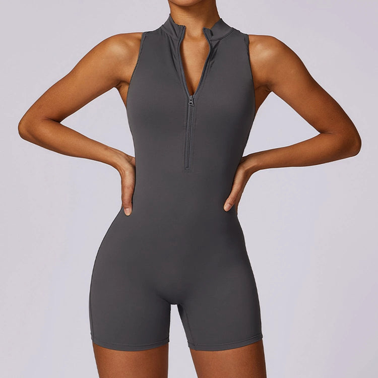Fitness Yoga Jumpsuit With Zipper Summer Backless Shorts Jumpsuit Bodysuit For Women Clothing Vain Products