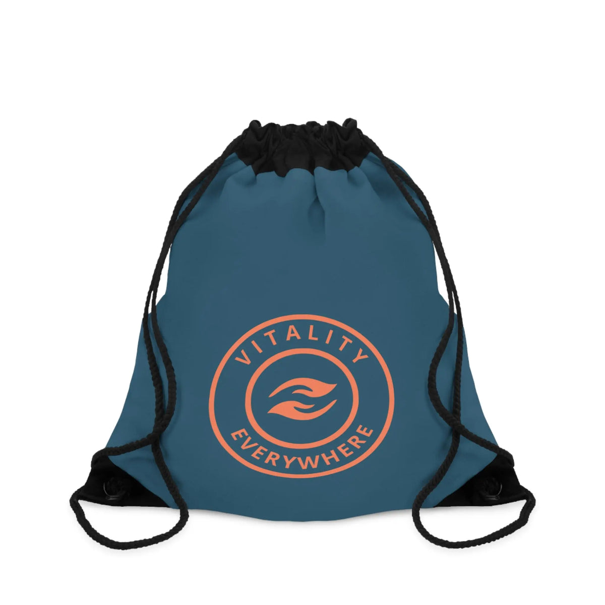 Vitality Everywhere Drawstring Bag — Motivational Gym Sack with Circular Logo Printify