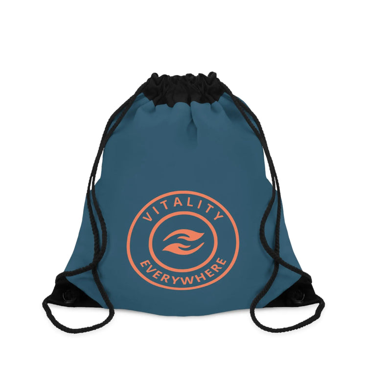 Vitality Everywhere Drawstring Bag — Motivational Gym Sack with Circular Logo Printify