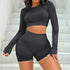 Seamless Knitted Sports Long Sleeve Shorts Yoga Clothes Suit Women Vain Products