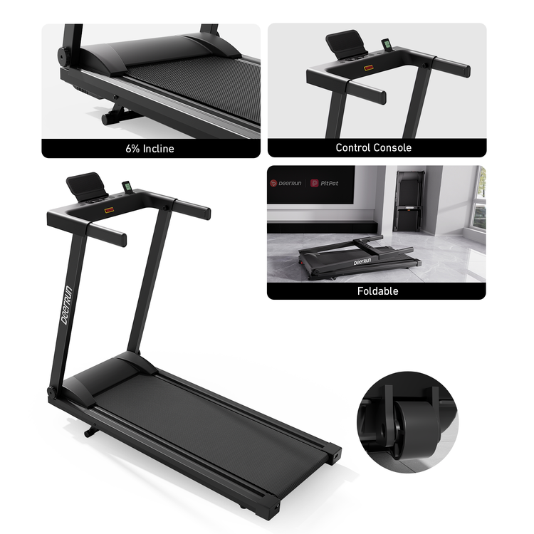 DeerRun All-New 2026 A1 Pro Move+ Smart Foldable Treadmill with 6% Incline & NFC | 350 lbs, 10 mph, Black DeerRun®
