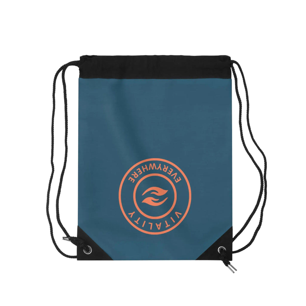 Vitality Everywhere Drawstring Bag — Motivational Gym Sack with Circular Logo Printify