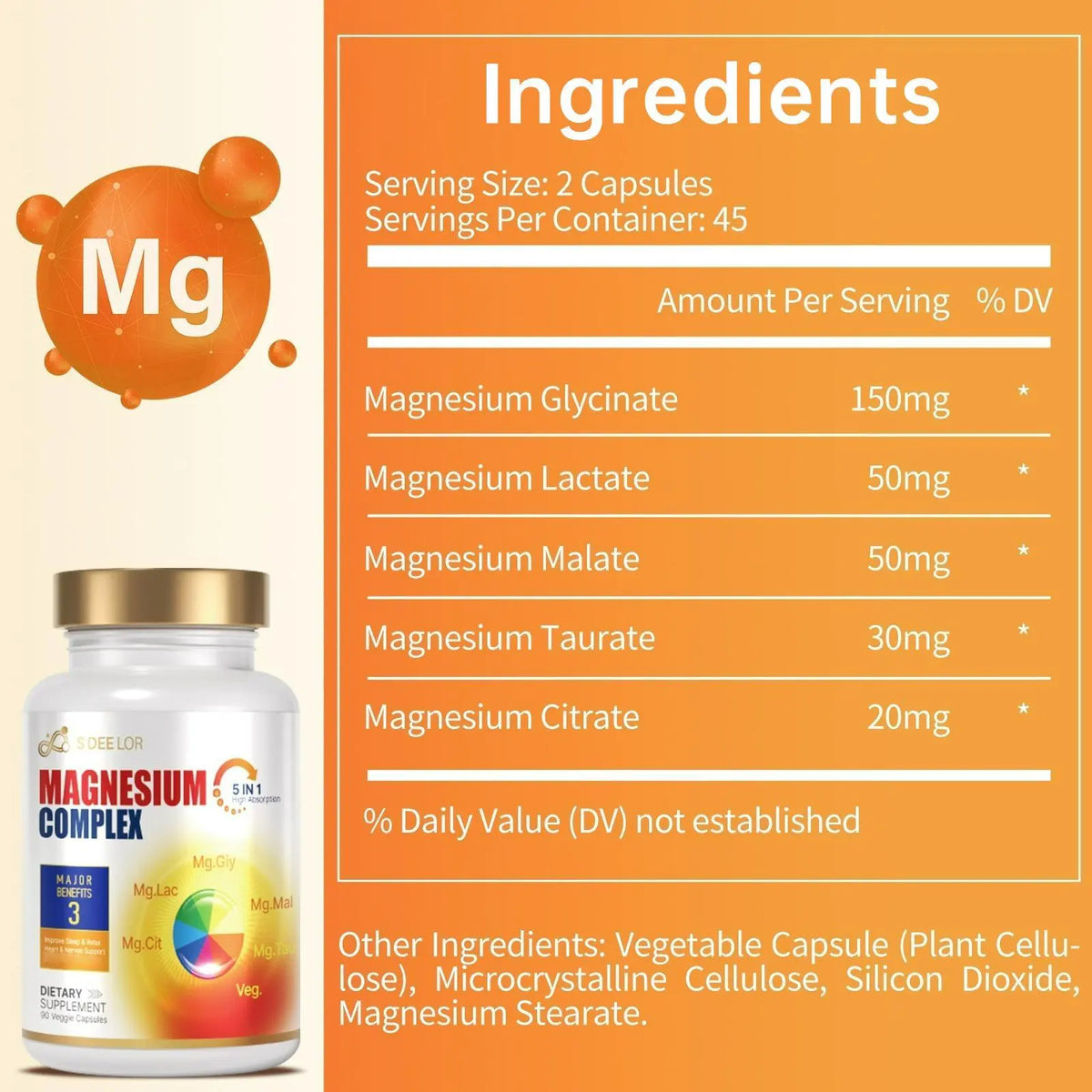 Magnesium Glycinate Malate Vitamin D3 Vegan Formula Supports Bone Health Highly Absorbable Chelated Product Roksy