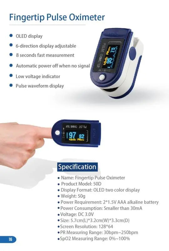 Fingertip Pulse Oximeter SPO2 & PR Monitor V.I.P Digital Presence
