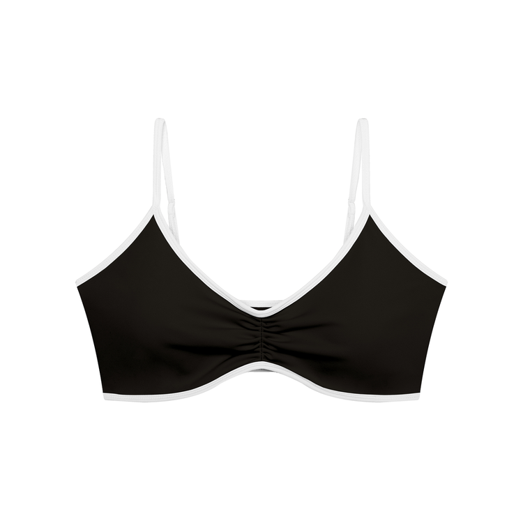 Loki & Ivy Color Block Ruched V-Neck Sports Bra THRIXINE
