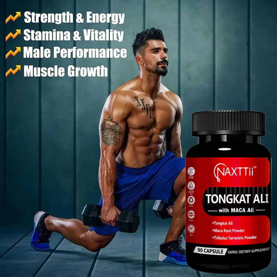 NAXTTII Natural Fuel For Men Supplement With Tongkat Ali, Maca Root, Ginseng To Boost Circulation, Energy, Stamina, Drive And Performance 90 Capsules Roksy