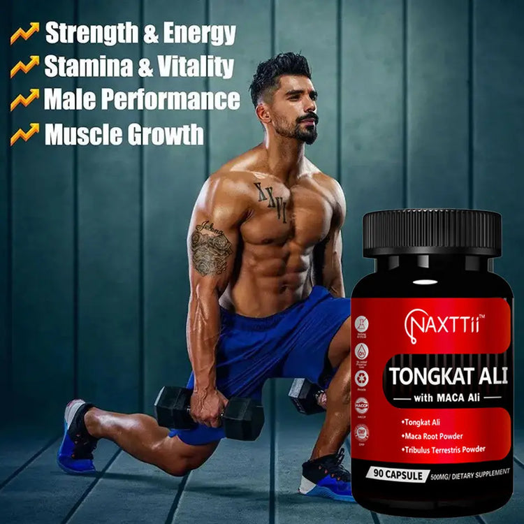 NAXTTII Natural Fuel For Men Supplement With Tongkat Ali, Maca Root, Ginseng To Boost Circulation, Energy, Stamina, Drive And Performance 90 Capsules Roksy